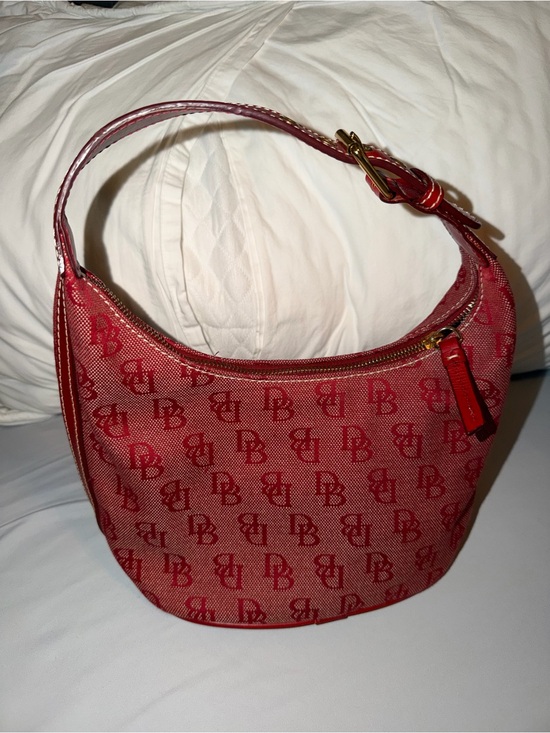 Dooney & Bourke Handbags - Dooney & Bourke Vintage Small Red Signature Monogram Hobo Bag